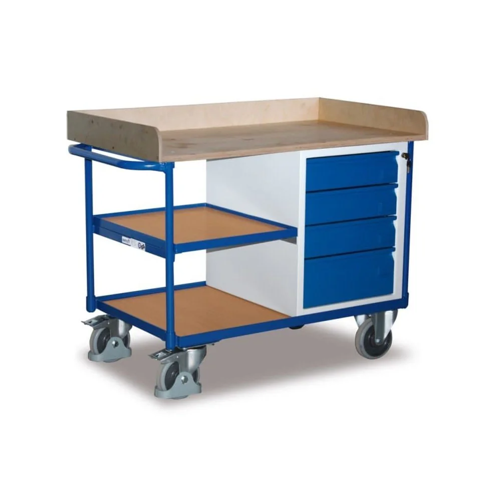 "Werkstattwagen mit Schubladen, Werkzeugwagen, 4 Schubladen, 3 Ladeflächen image"