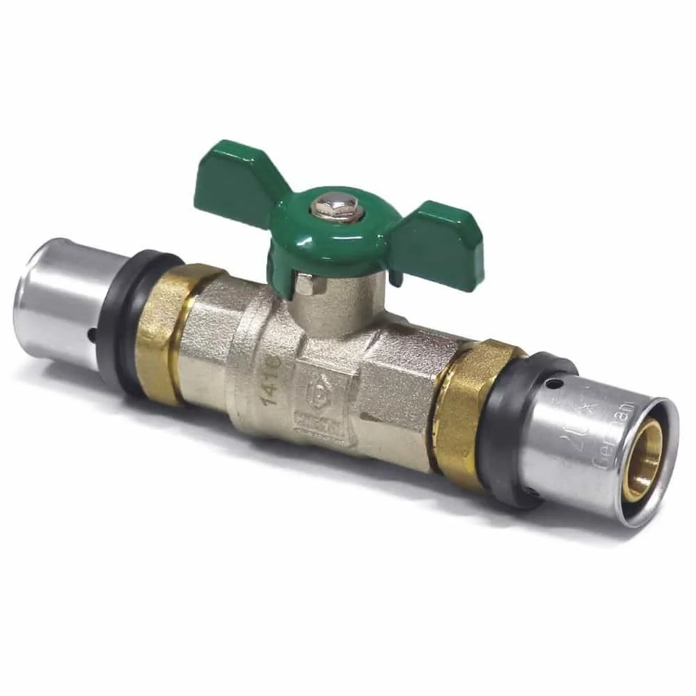 "Kugelhahn Pressfitting, 32mm, Flügelgriff, grün, Trinkwasser geeignet image"