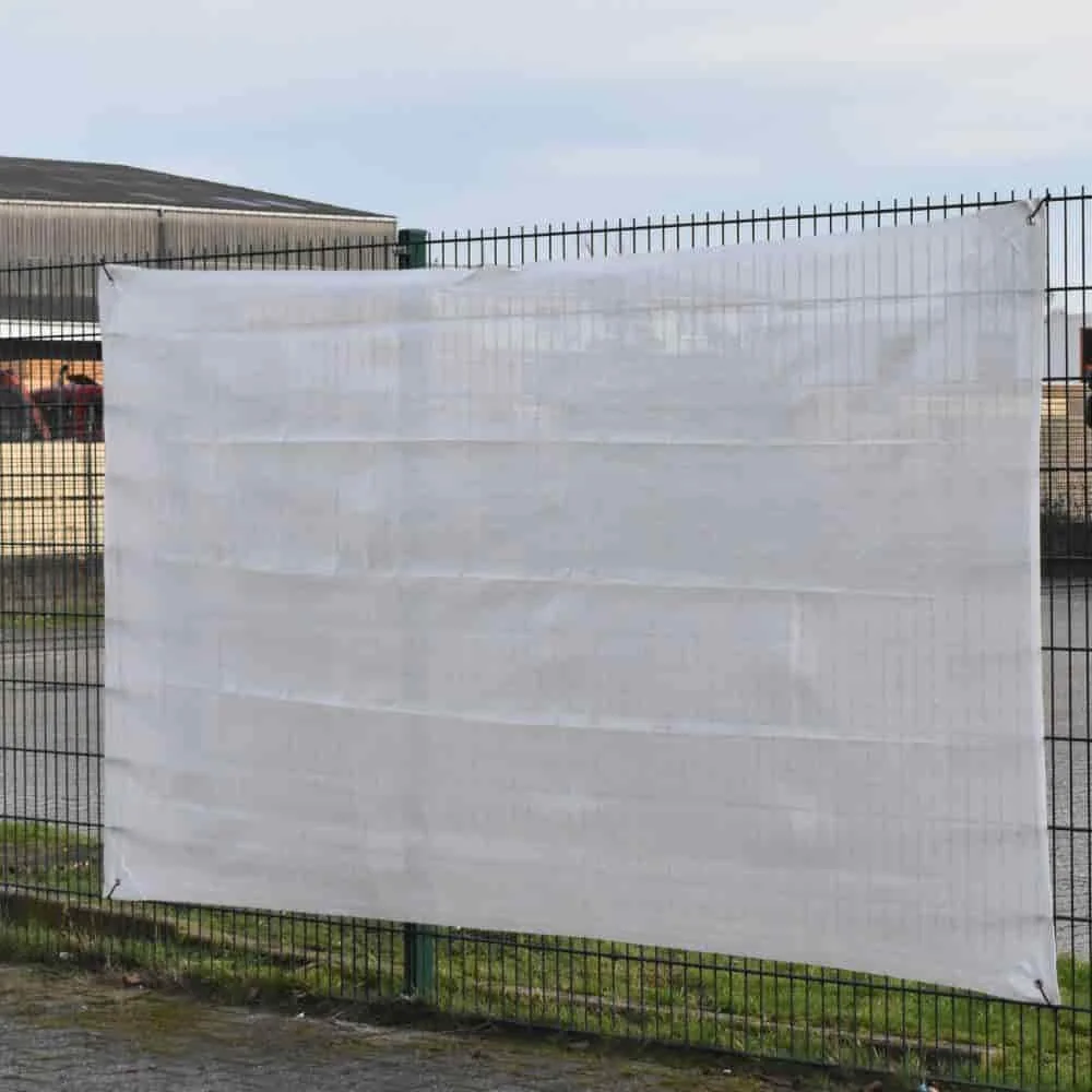"Bauzaunplane, Bauzaunnetz weiß, 1,80m x 3,45m, Bauzaunblende image"