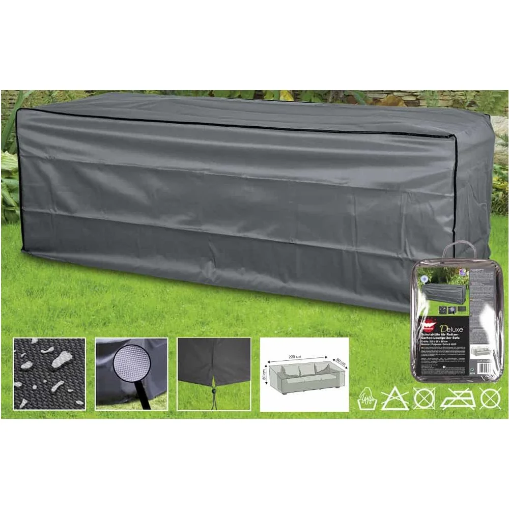 "Schutzhülle Gartenmöbel, Rattan Sofa 3er Deluxe, Abdeckplane wetterfest 220x80x80 image"