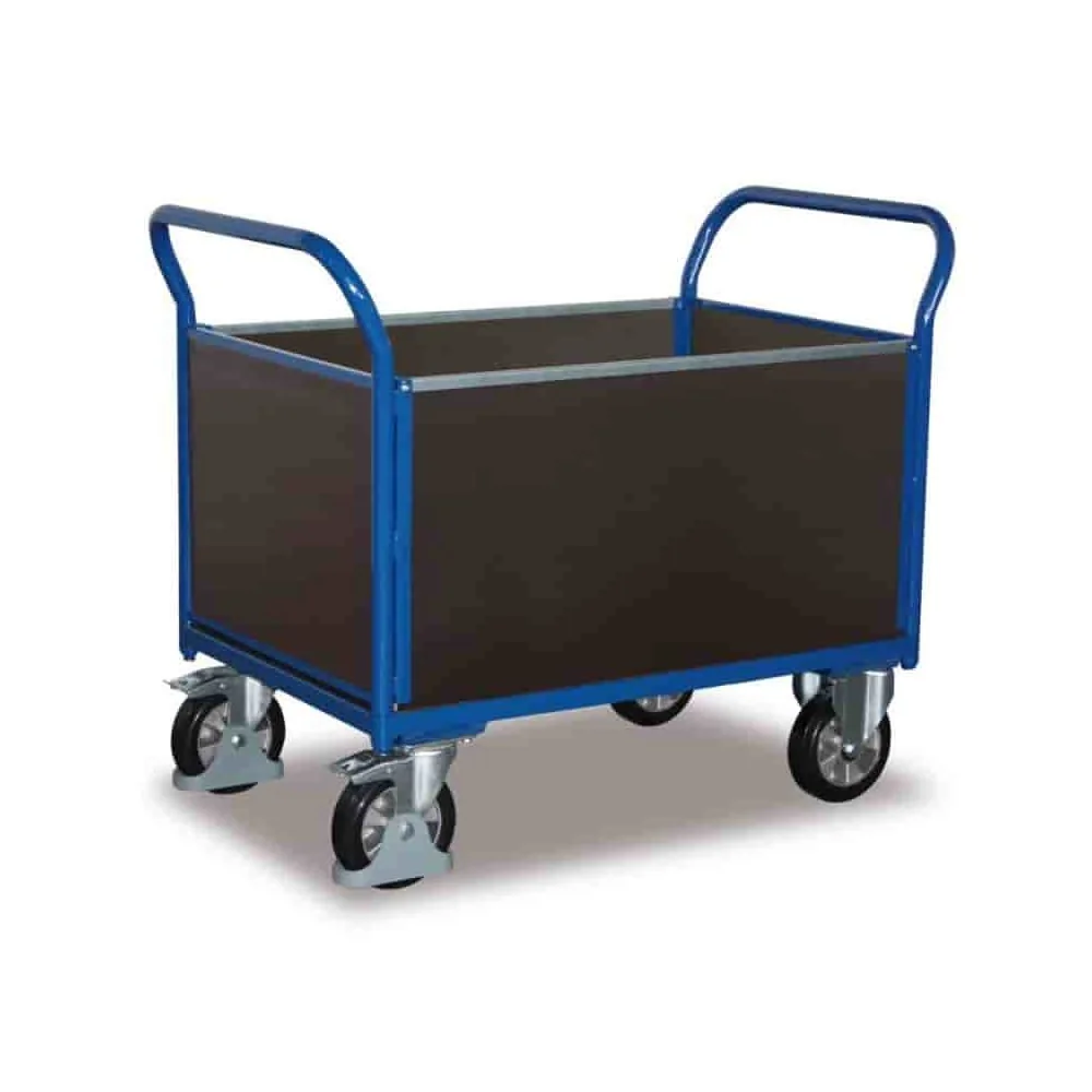 "Transportwagen 1000 kg, Vierwandwagen, gummibereift, mit EasySTOP image"