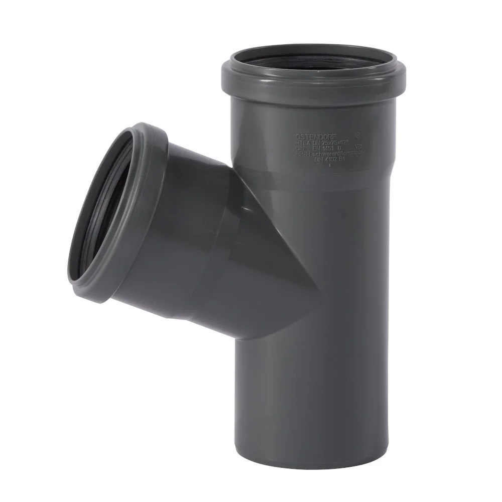 "HT Rohr 75, HT Abzweig 67 Grad, Abwasserrohr 75mm image"