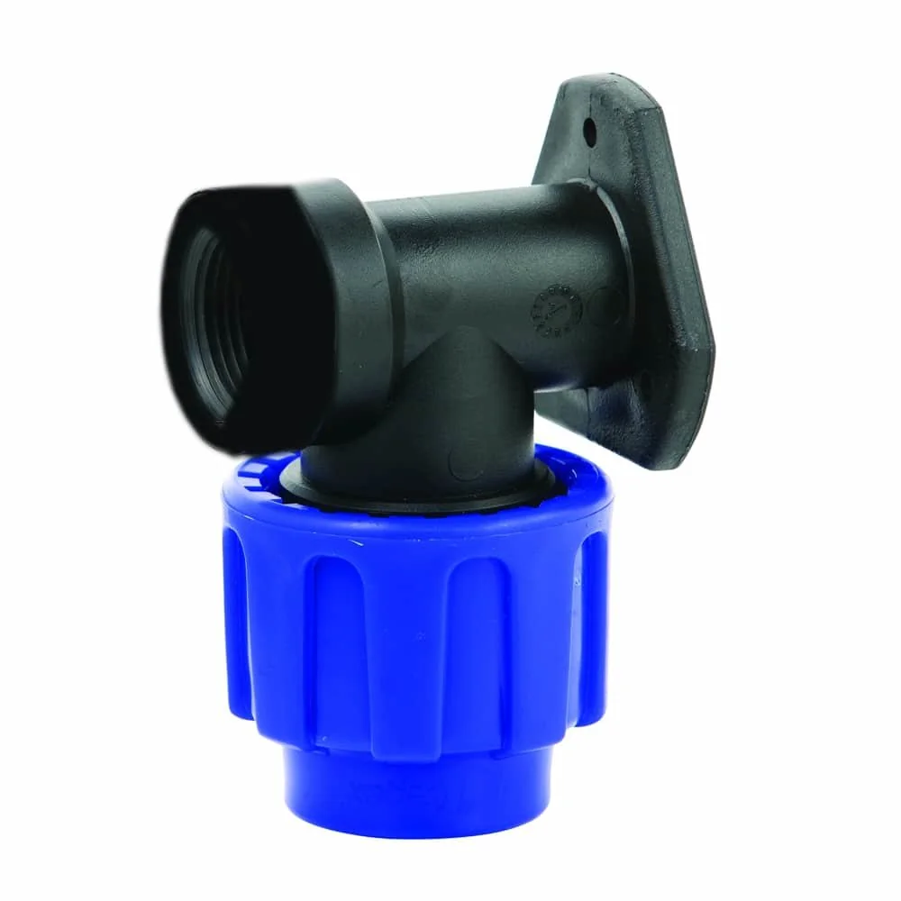 "PP PE Rohr Verschraubung 90° Wandhalterung 25 x 3/4" IG image"