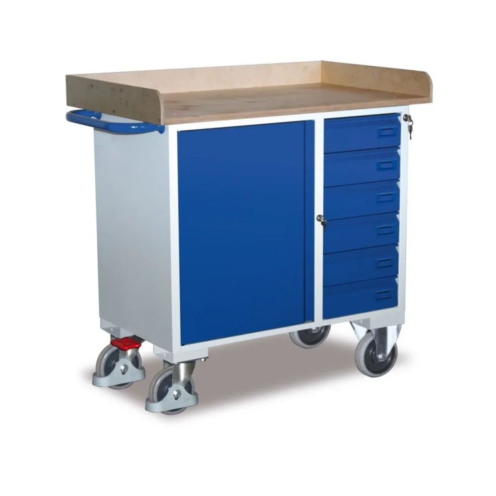 "Werkstattwagen, 6 Schubladen, Ladefläche, Schrank, Werkzeugwagen, EasySTOP image"