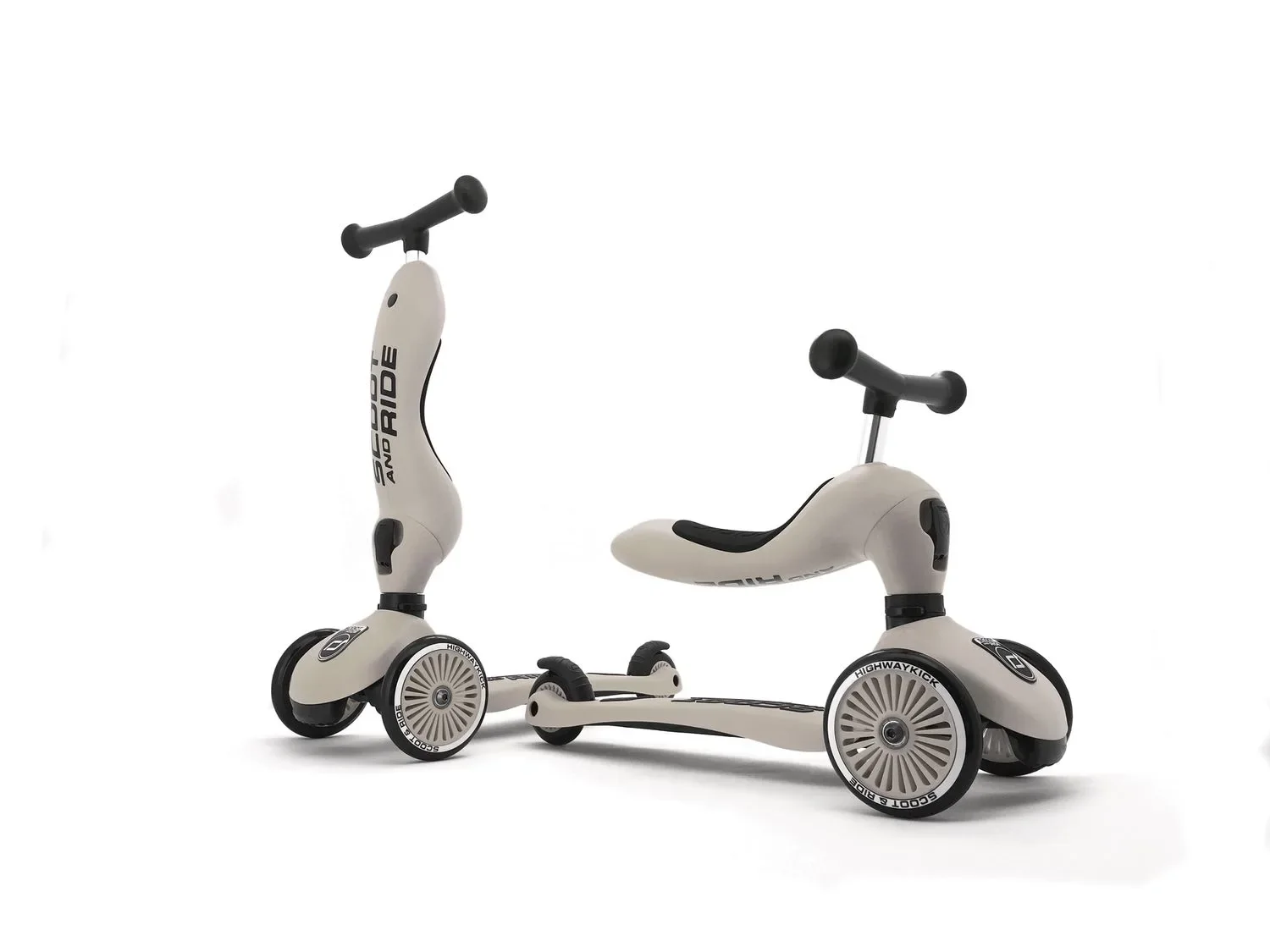 " Scoot & Ride Highwaykick 1, 2in1 Roller, Kickboard, Scooter mit sitz, Farbe: Ash image"