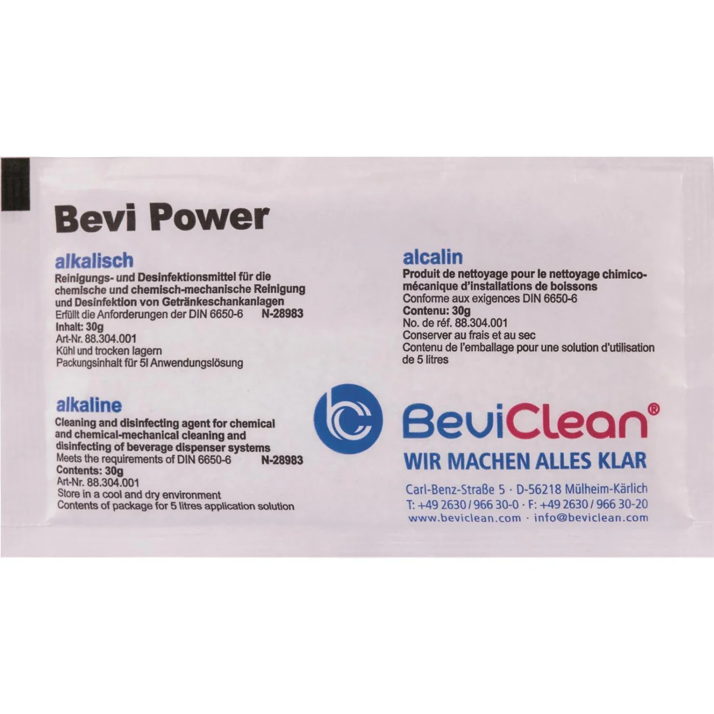 "Bevi Power Pulver | Alkalisches Reinigungsmittel für Getränkeleitungen | Preis pro Stück image"