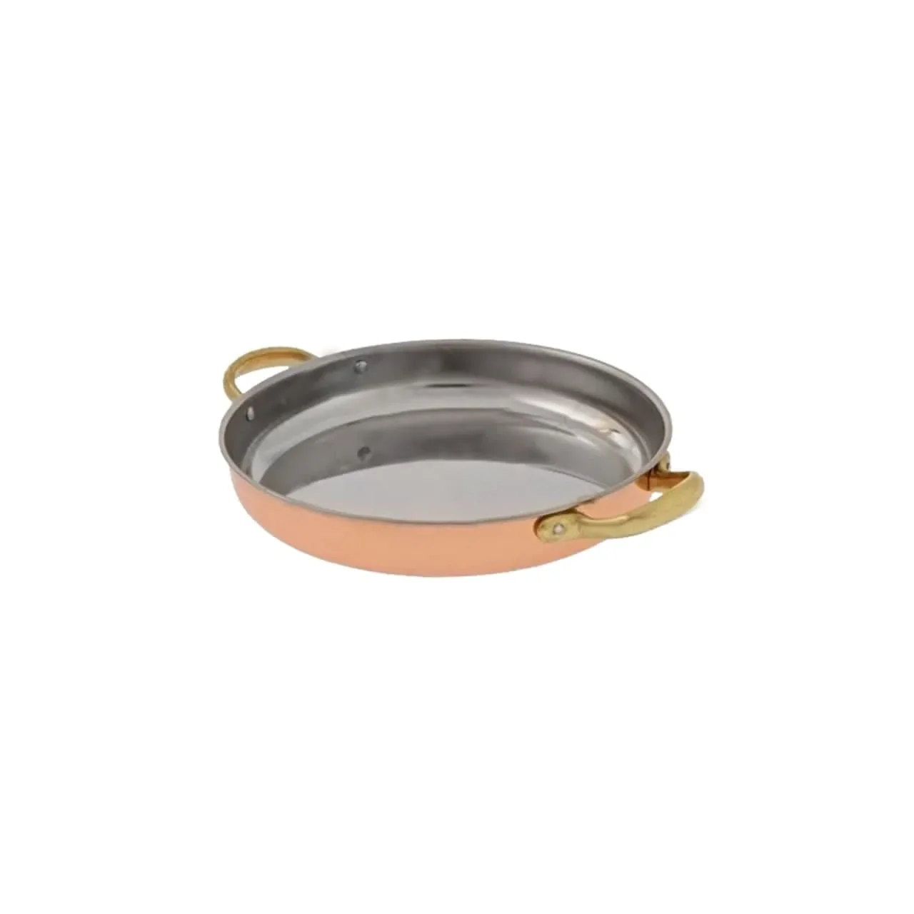 "Bratpfanne, Kupferpfanne mit Griffen - aus Kupfer und Messing, 16cm image"
