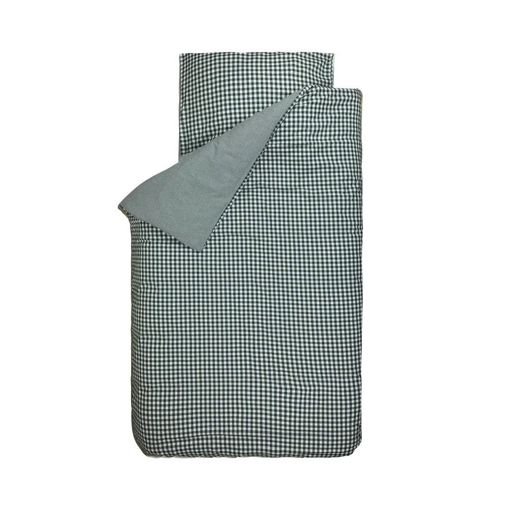 "Bink Kinderbettwäsche BB Karo dunkelgrün 100 x 135 image"