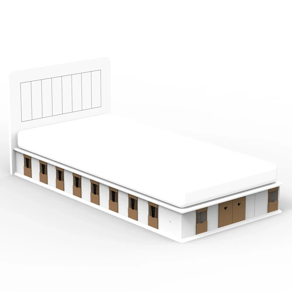 "Mathy by Bols BOXES Kinderbett 2 Seiten Stall natur 90 x 190 image"