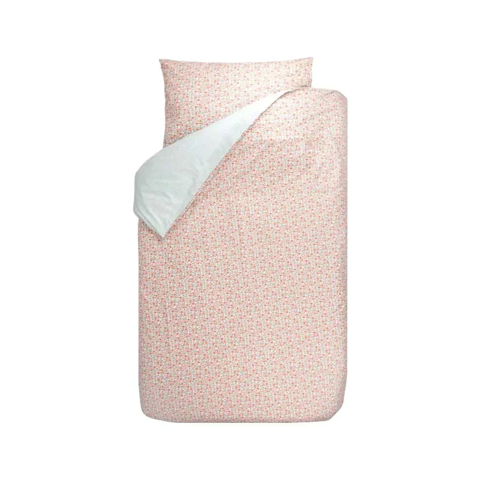 "Bink Kinderbettwäsche  Bibi Streublümchen rosa rot türkis 100 x 135 image"