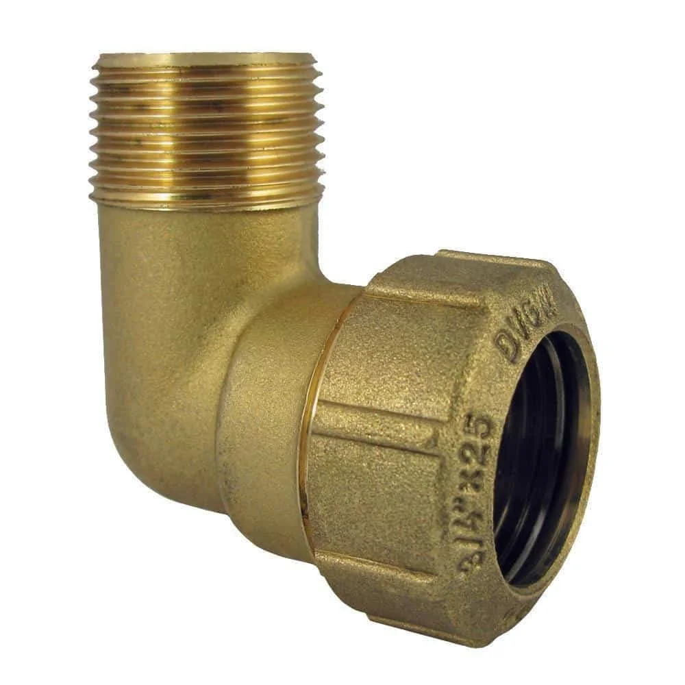 "Messing PE Rohr Verschraubung, 90° Winkel, AG 25x3/4", Trinkwasser DVGW Zulassung image"