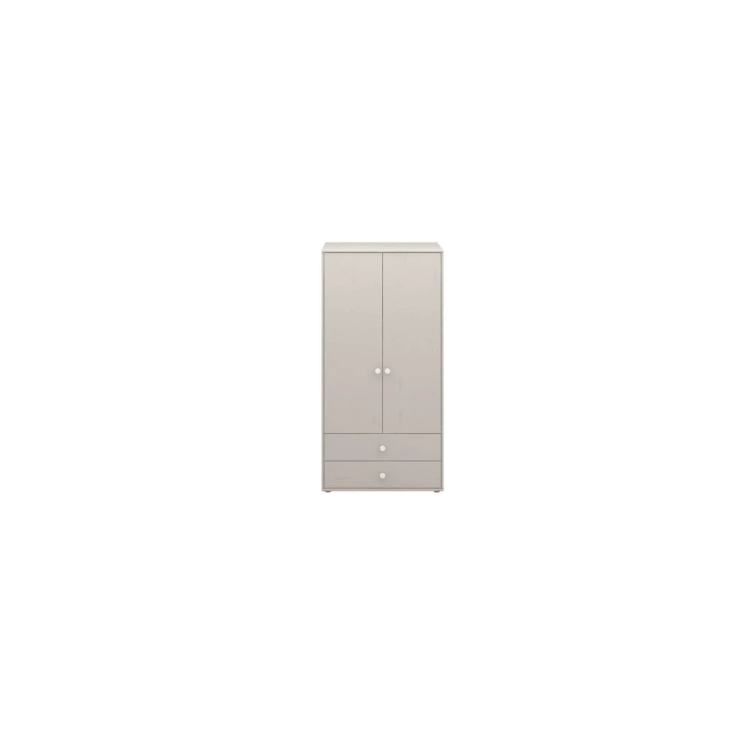 "Flexa Kleiderschrank - Classic, mit 2 Türen und 2 Schubladen, 101,3x202,5 cm, Farbe: Grau gekalkt / Grau gekalkt / Weiß image"