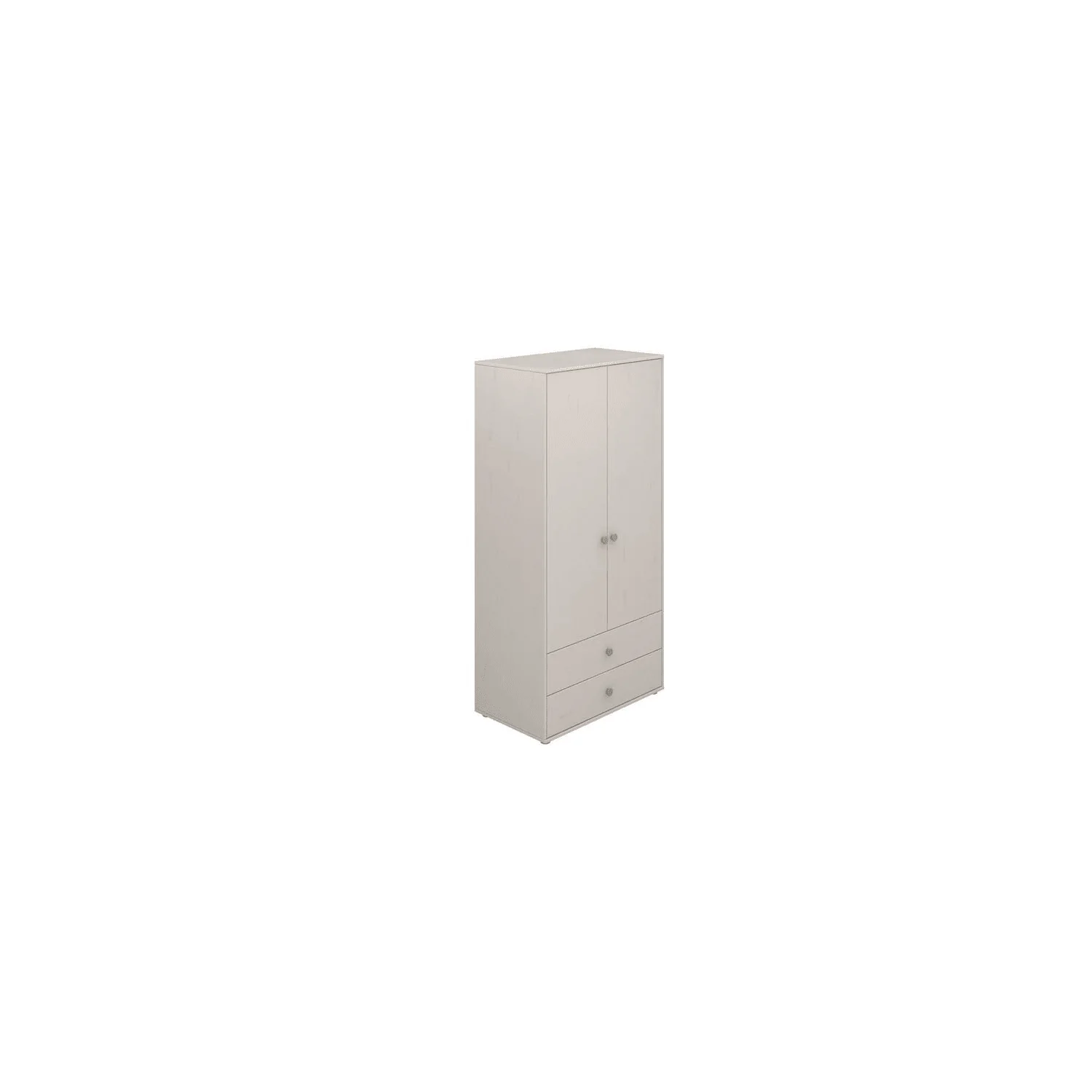 "Flexa Kleiderschrank - Classic, mit 2 Türen und 2 Schubladen, 101,3x202,5 cm, Farbe: Grau gekalkt / Grau gekalkt / Naturgrün image"