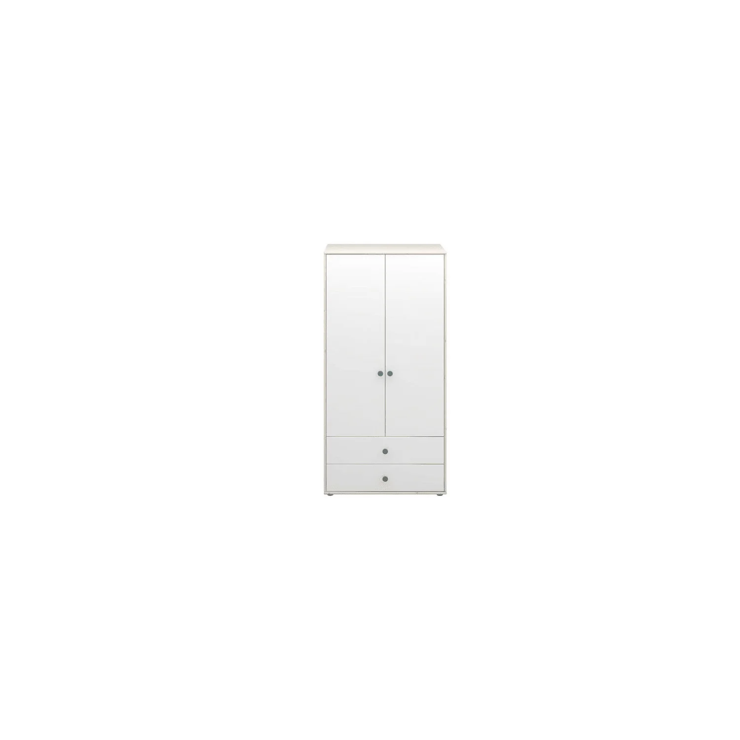 "Flexa Kleiderschrank - Classic, mit 2 Türen und 2 Schubladen, 101,3x202,5 cm, Farbe: Weiß gekalkt / Weiß / Türkis image"