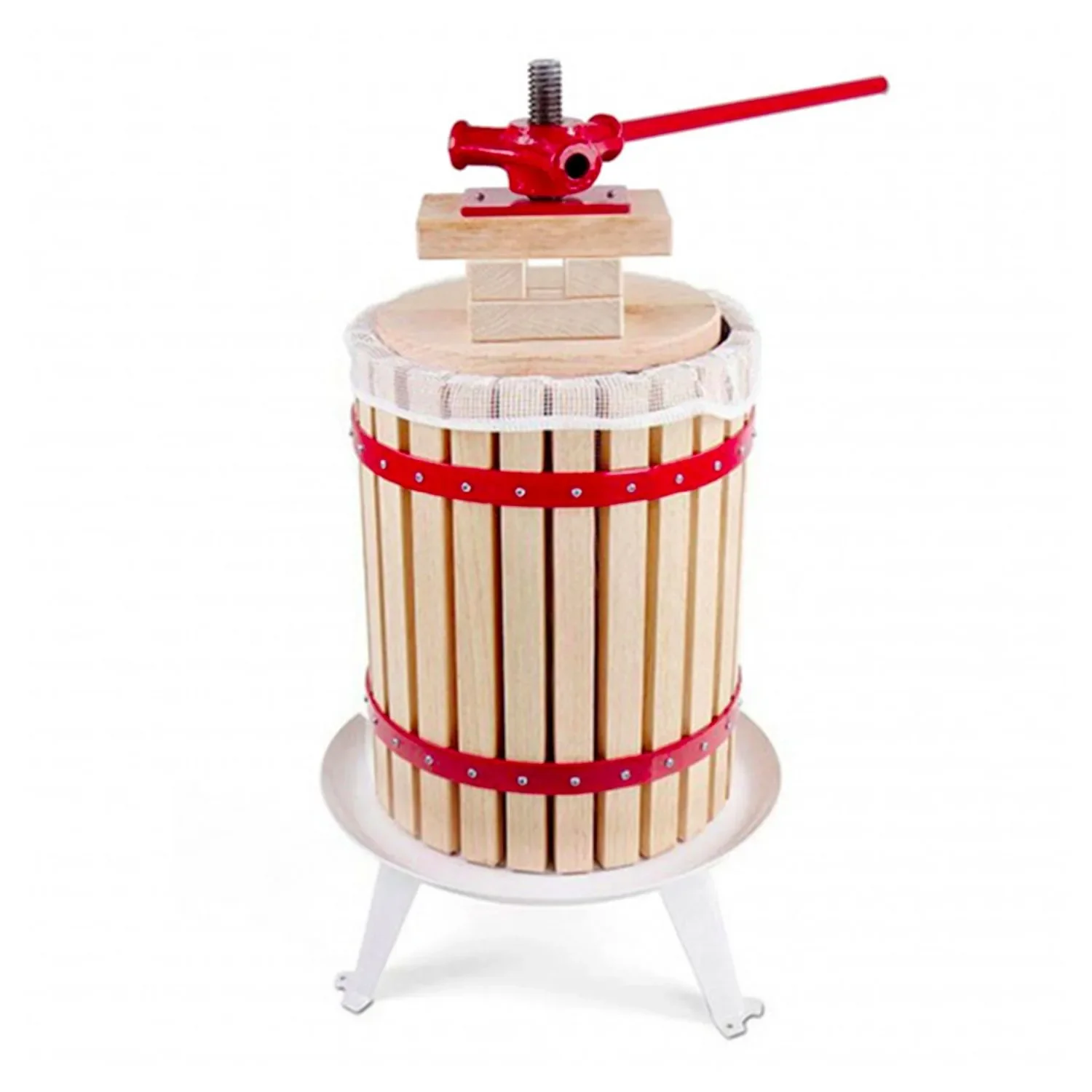 "Saftpresse, Obstpresse, Weinpresse, Apfelpresse - Korb aus Holz, 18L image"