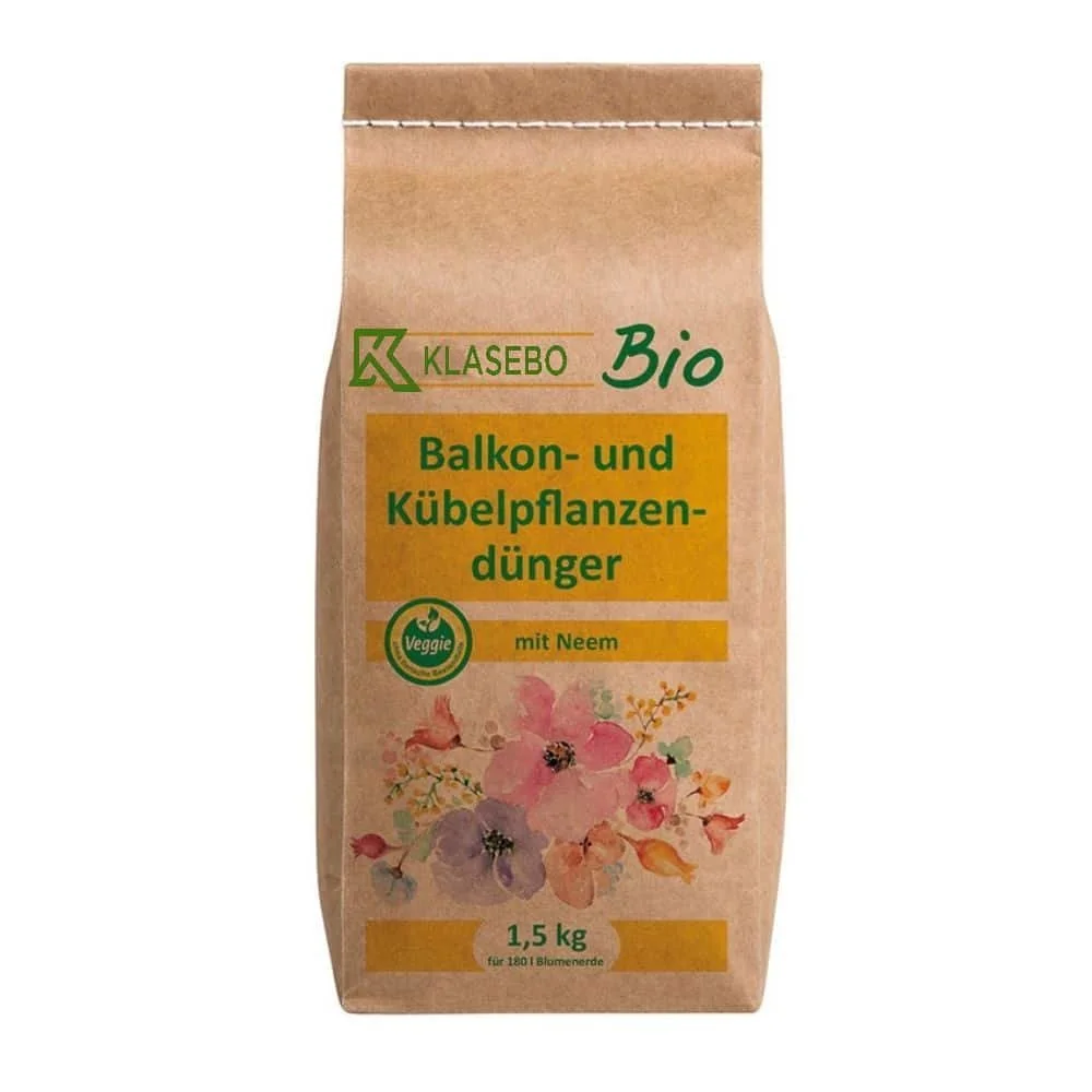 Balkonpflanzendünger Bio, Kübelpflanzendünger mit Neem, 1,5 kg, für ca. 180l Blu