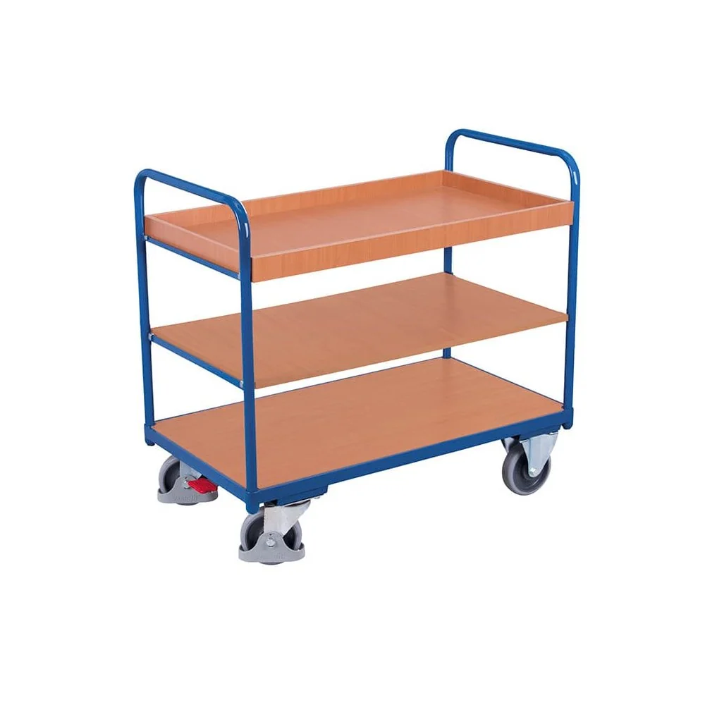 "Etagenwagen mit 1 Tablett und 2 Böden 250 kg Traglast Typ XL + EasySTOP image"