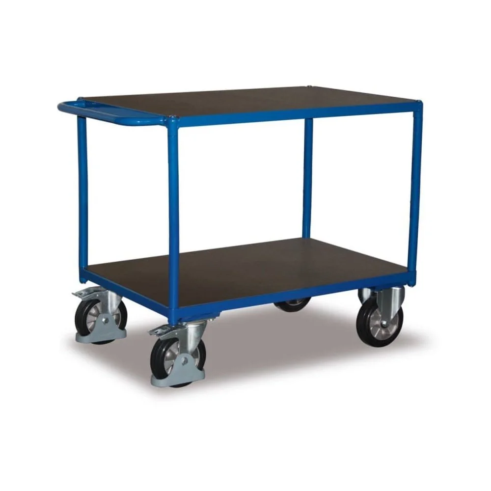 "Schwerlast Tischwagen 1000kg, mit 2 Ladeflächen, robuster Werkstattwagen, Stahl, blau image"