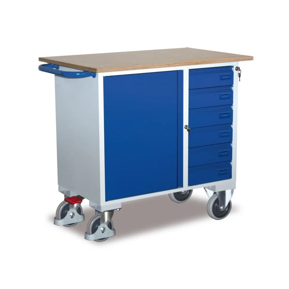 "Werkstattwagen, 6 Schubladen, 1 Schrank, Ladefläche, EasySTOP image"