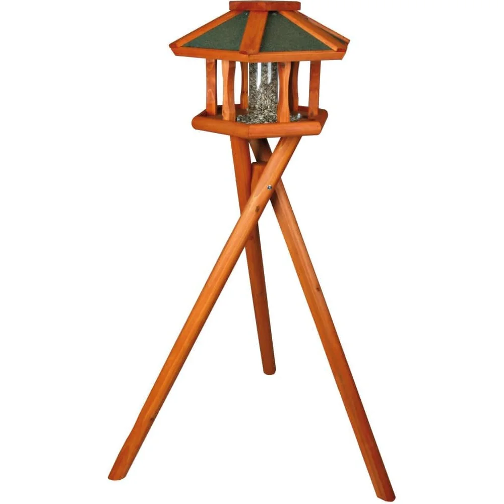 "Vogelhaus mit Ständer, Futterhaus Silo, Holz, 50x34cm, 1,40m image"