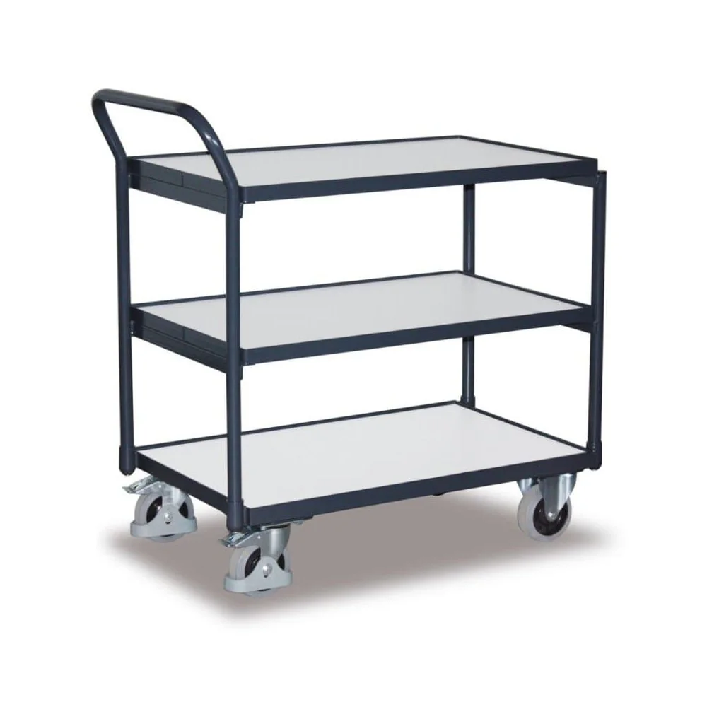 "ESD Tischwagen, 3 Ladeflächen, EasySTOP, graphitgrau, 250kg Traglast image"