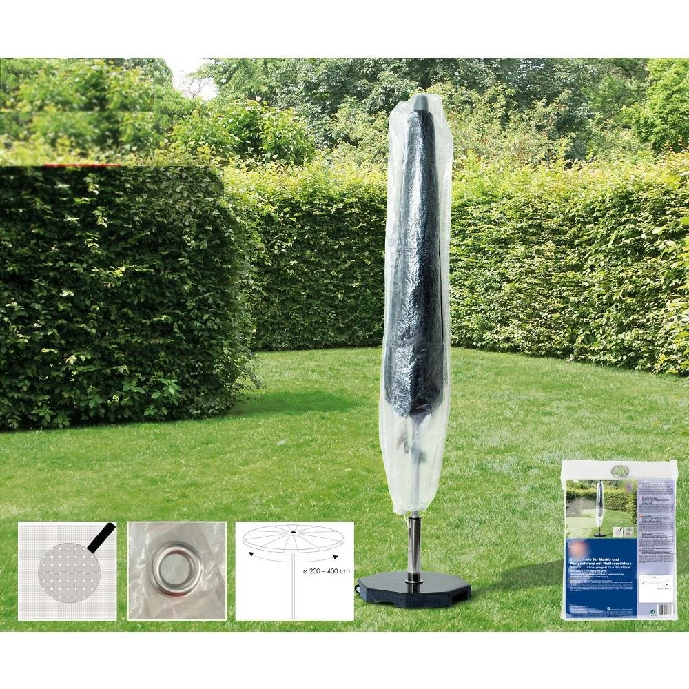 "Gartenschirm Schutzhülle transparent, Ø200-400cm, 30x193cm, Gartenschirm Abdeckung image"