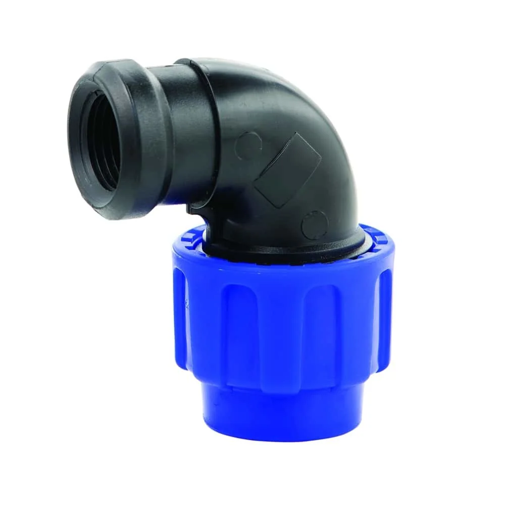 "PE Rohr Verschraubung, 90° Winkel, 40mm, Klemmfitting image"