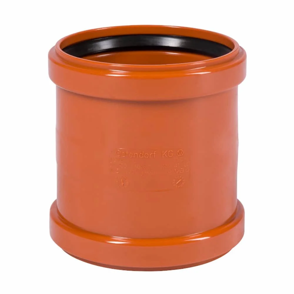 "KG Rohr DN 250, Doppelmuffe, Abwasserrohr, PVC Rohr, Orangebraun image"