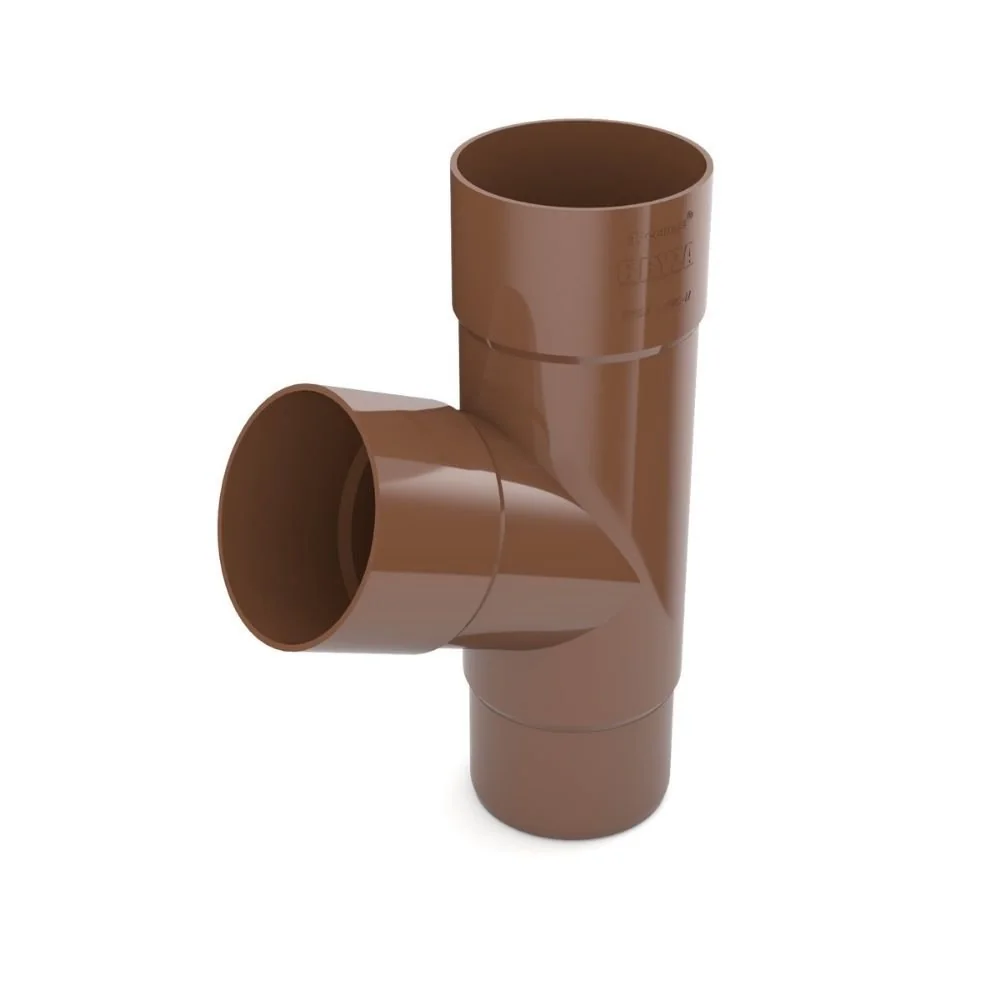 "Regenrinne T-Stück braun, System 90 Fallrohr image"