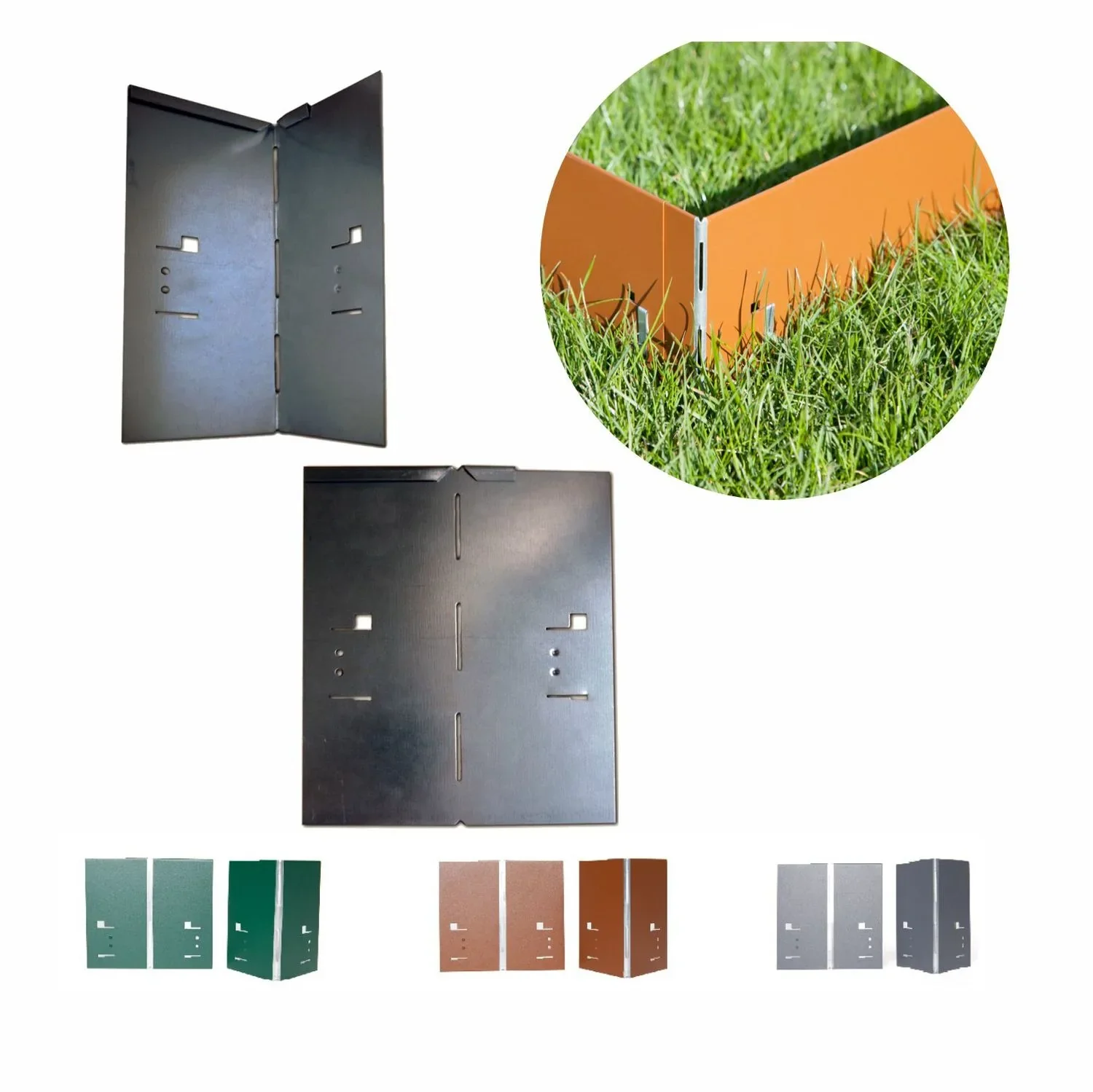 "Alu/Zink Ecke für Rasenkanten Metall 13.5cm  | Rasenkanten | Beeteinfassung | Beetumrandung | Beetbegrenzungen, Color-GS: grau image"
