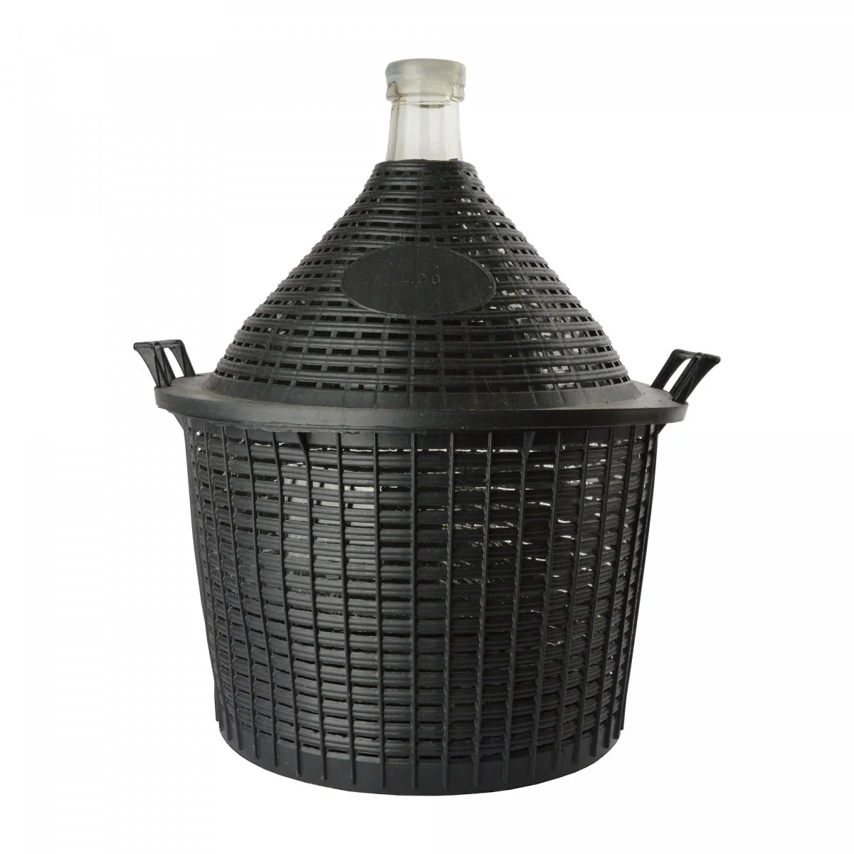 Glasballon 20 Liter mit Korb und Kunststoffstopfen