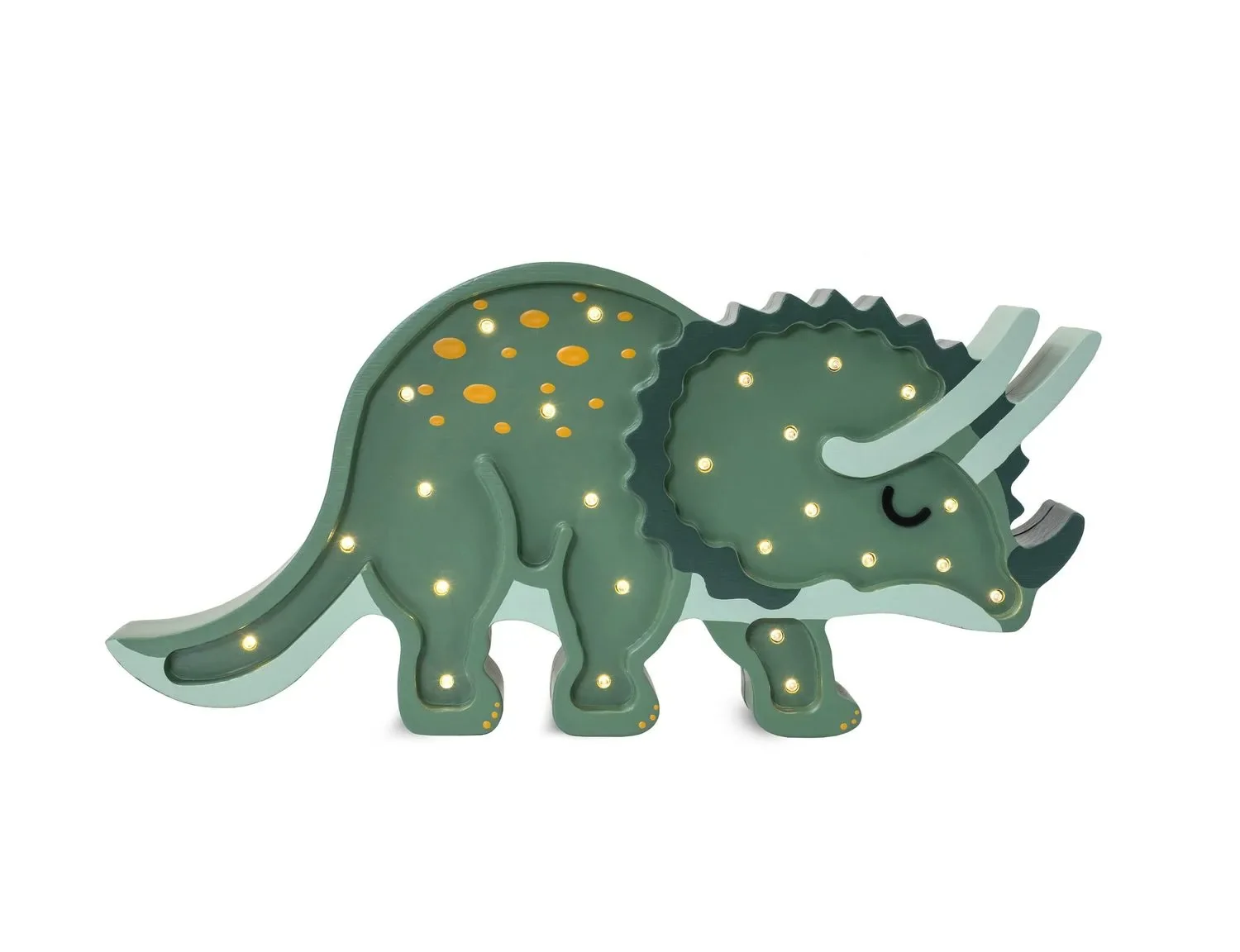 "Little Lights Nachtlicht Kinder, Nachtlampe Triceratops-Dinosaurier - 100% Kiefernholz natur, Farbe: Militärgrün image"