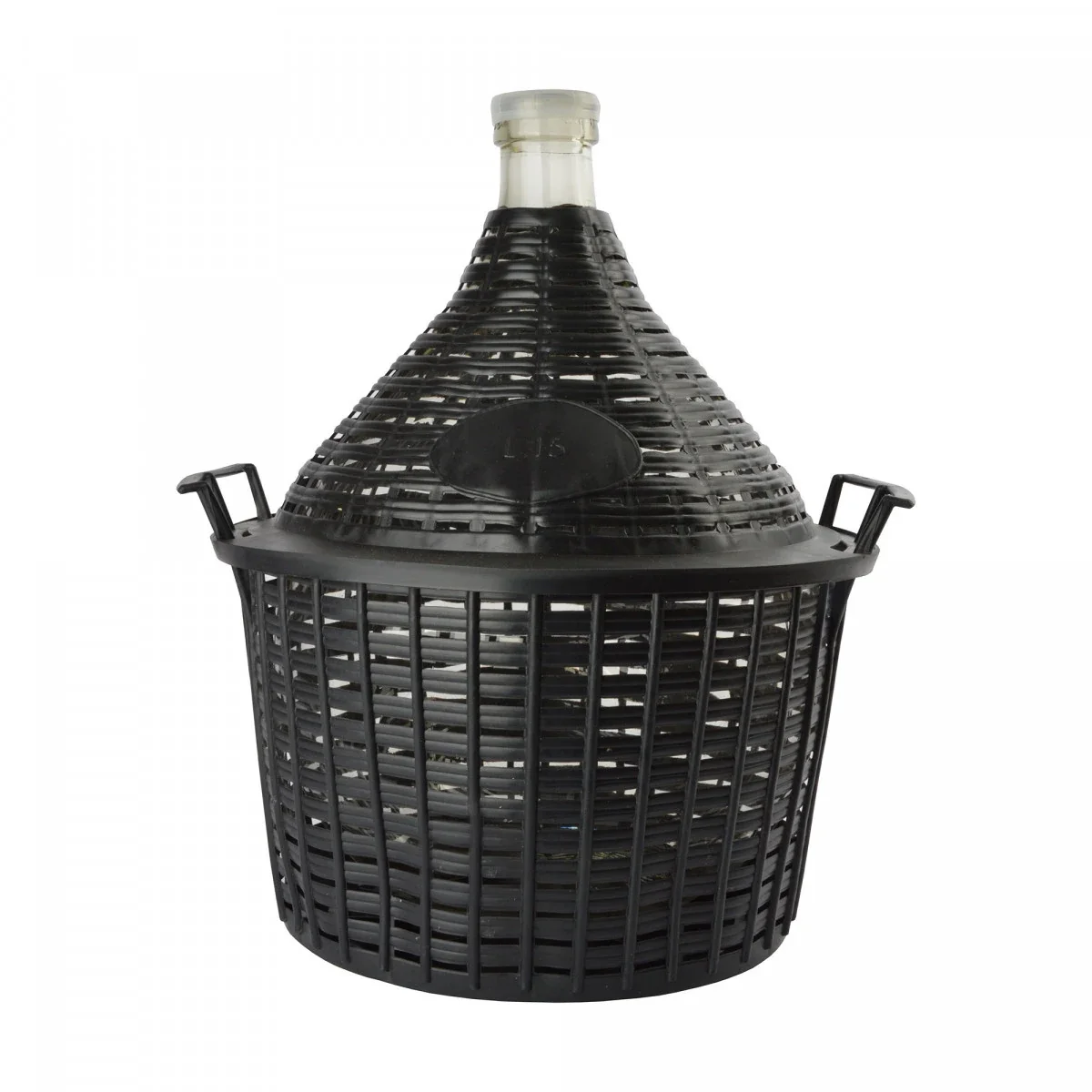 "Weinballon, Glasballon, Dame Jeanne im Weidenkorb - 15L, normale Öffnung + Kunststoffstopfen image"