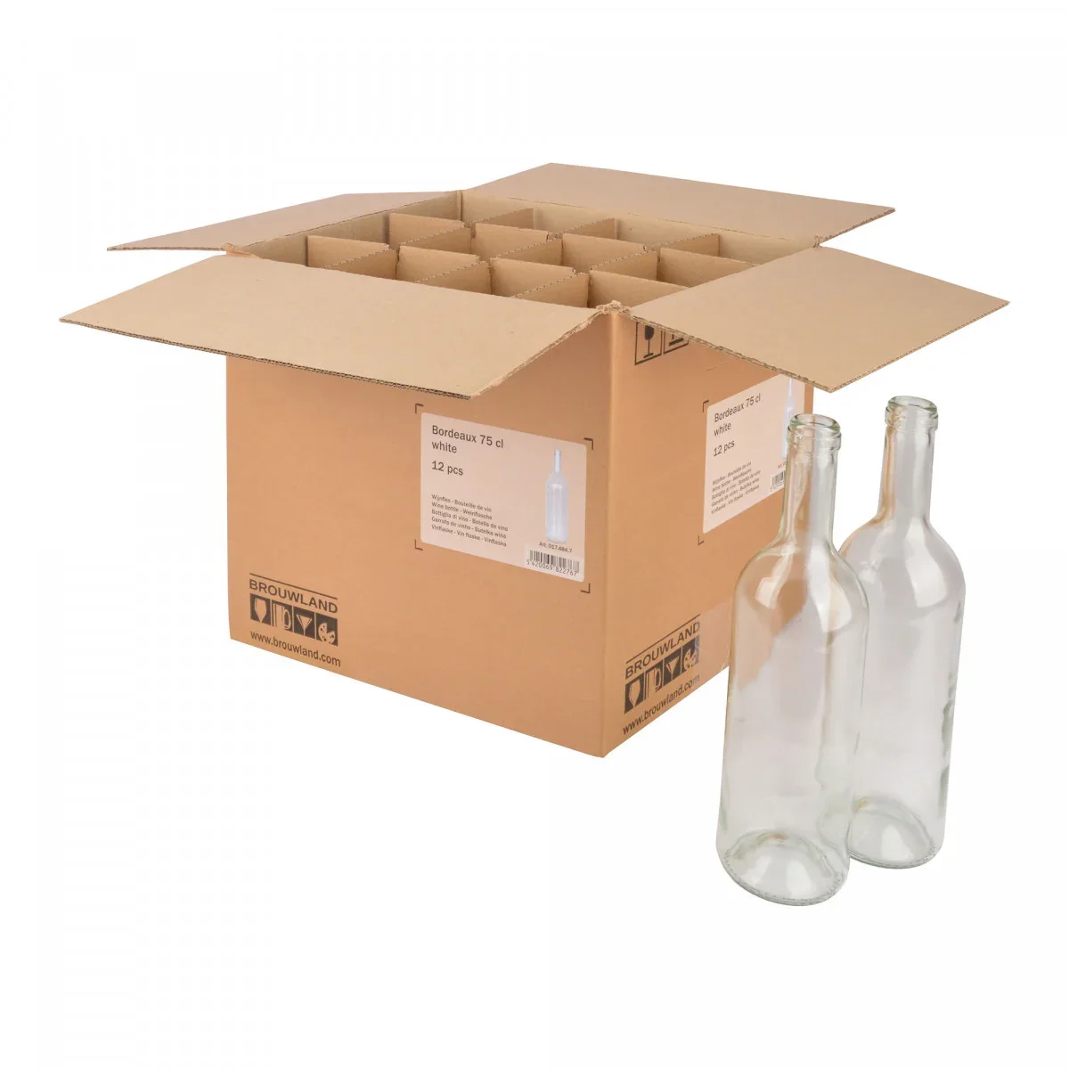 "12er Weinflaschen-Karton (Bordeaux 75 cl) - Stabile & umweltfreundliche Flaschenaufbewahrung, Farbe: weiss image"
