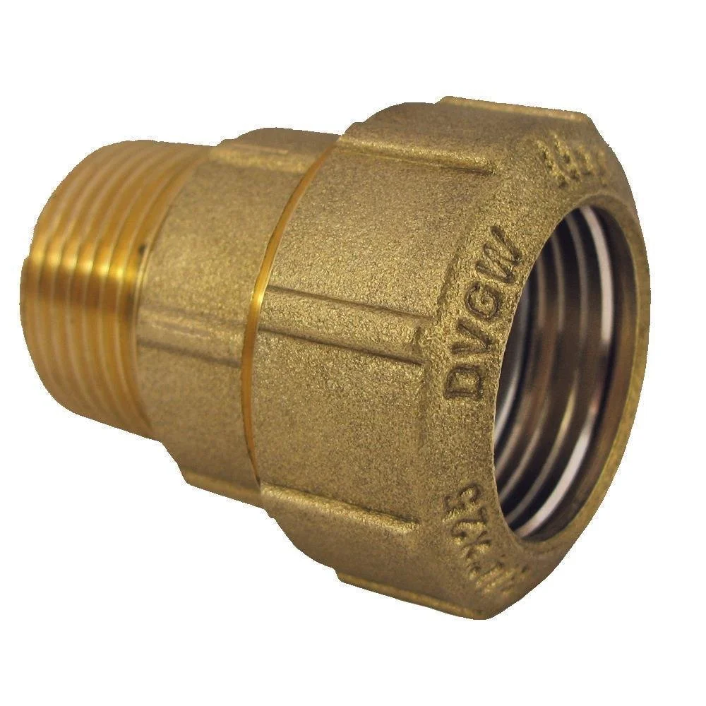 "PE Rohr Verschraubung, Messing Kupplung 20mm, AG 20x1/2" image"