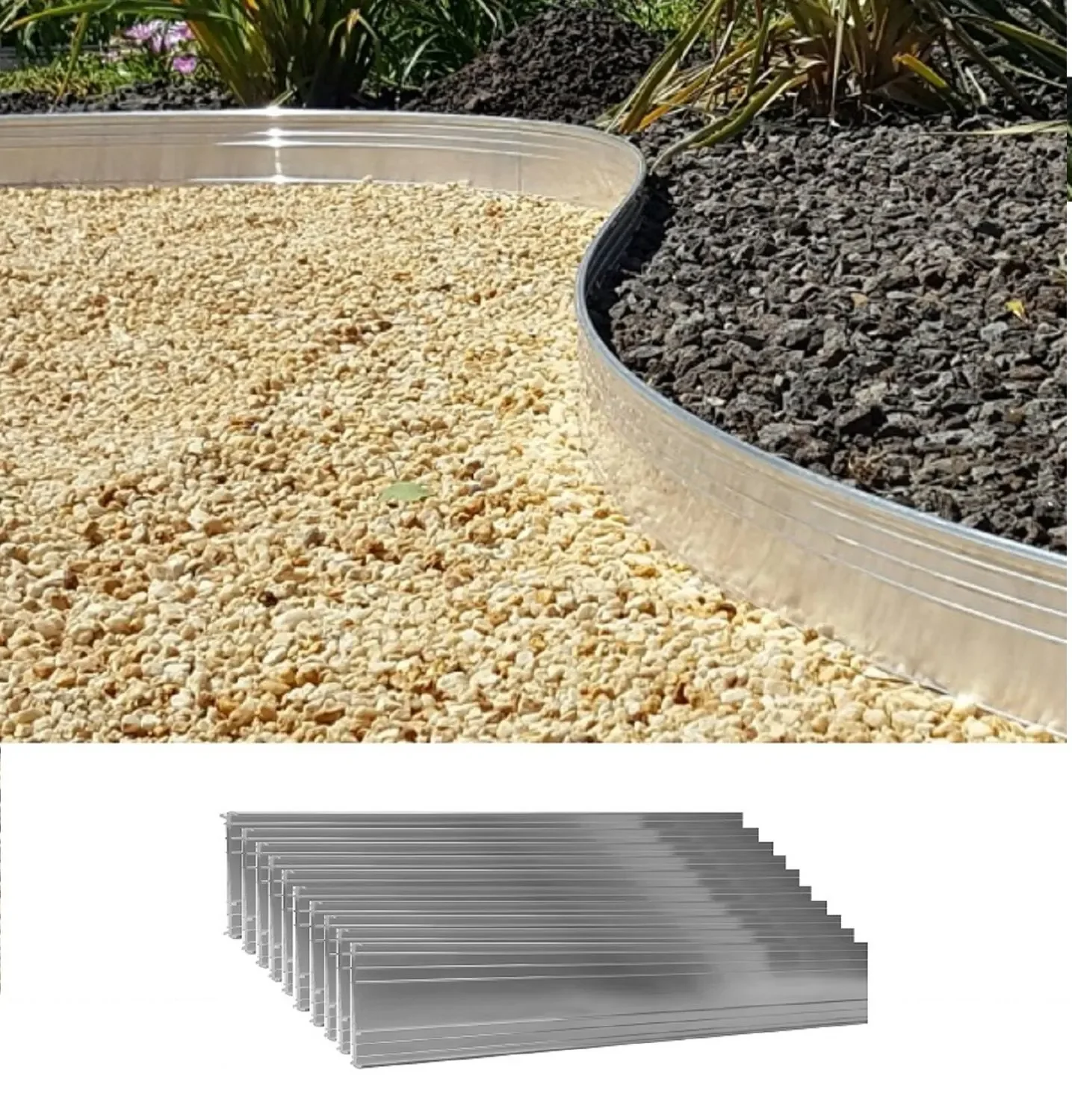 "10er Set Ultra Starke Alu Rasenkanten 10cm x 1m (10m lang) | Beeteinfassung | Beetumrandung | Beetbegrenzungen, Color-GS: ohne Farbe image"