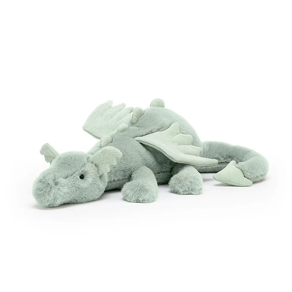 Jellycat Kuscheltier, Plüschtier, Stofftier - Sage Dragon, Größe: Mittel - H12 X B50 CM