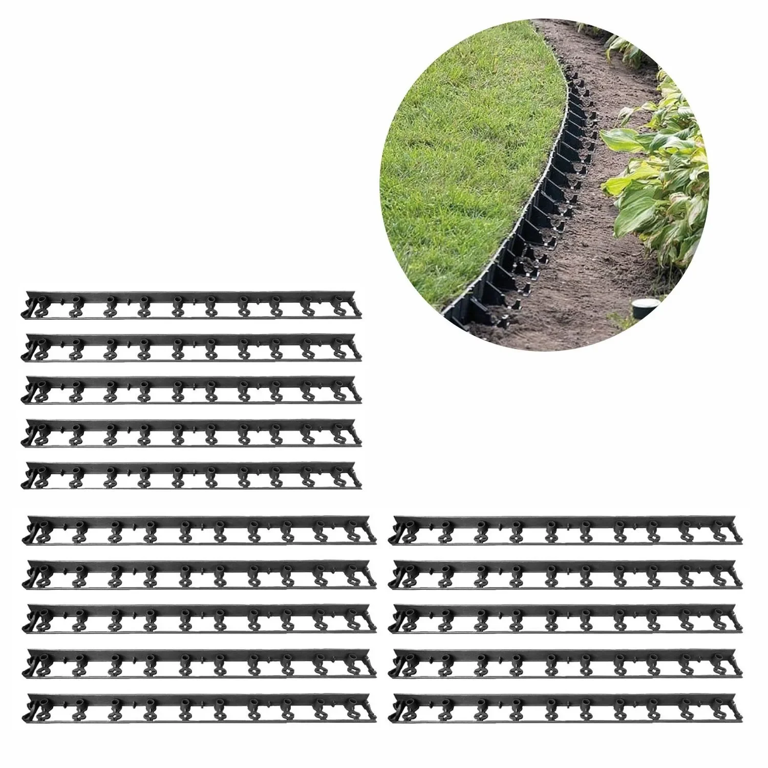 20er Set Rasenkante aus Kunststoff 20m | Beeteinfassung | Beetumrandung | Beetbe