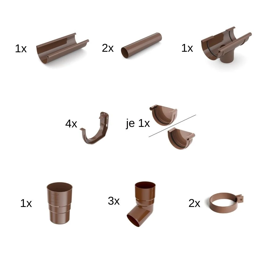 "Regenrinne Set 2m braun, Dachrinne Kunststoff, System 125, Dachentwässerung image"