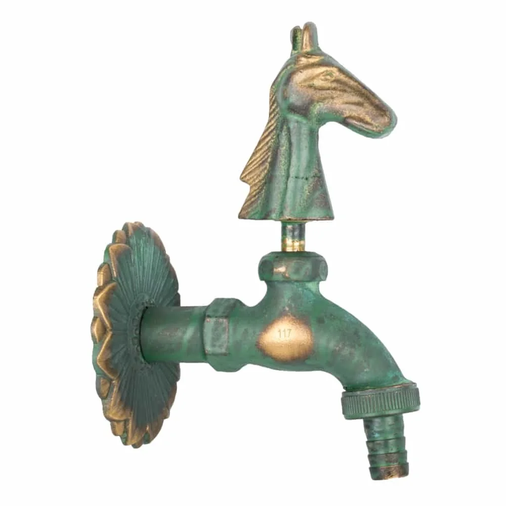 "Nostalgie Auslaufventil Pferdekopf patiniert 1/2" image"