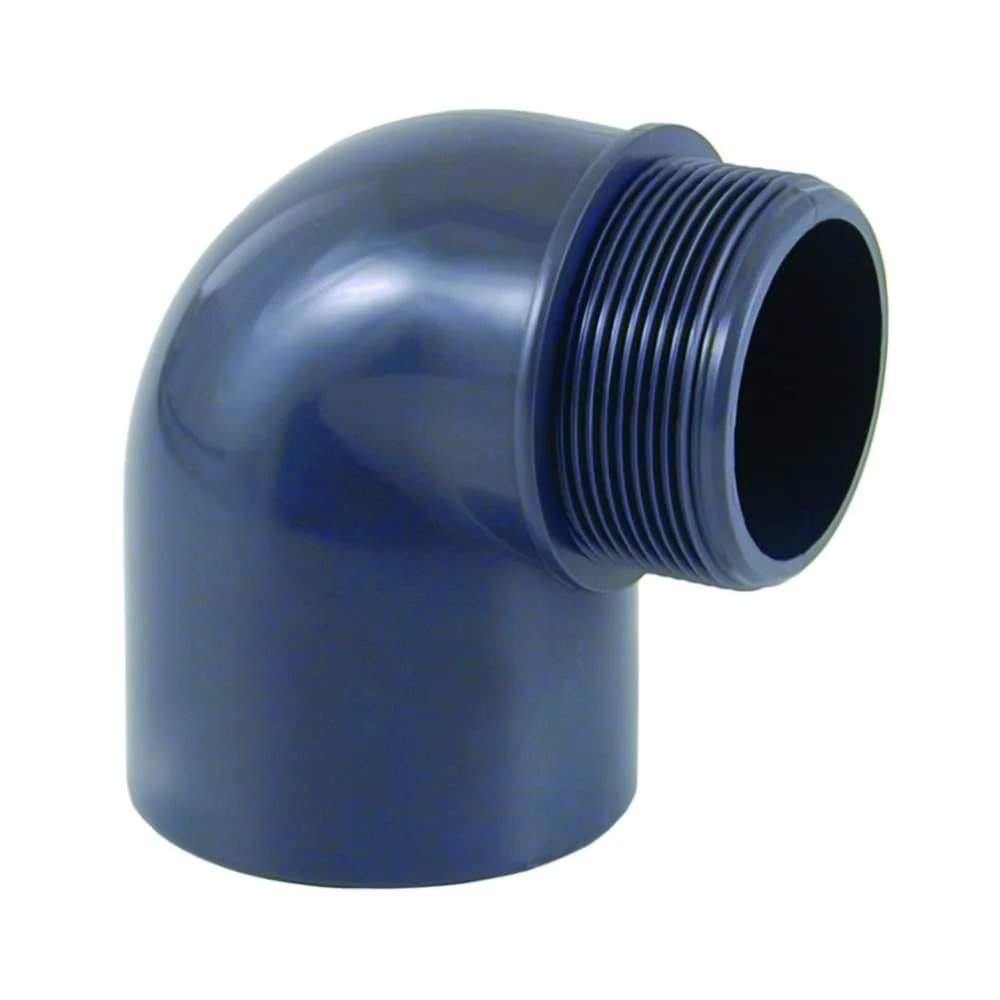 "PVC Winkel 50mm, 90 Grad, Muffe x AG, PN10 image"