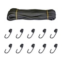 Expanderseil 8mm schwarz 20m, Gummiseil mit 10 Spiralhaken