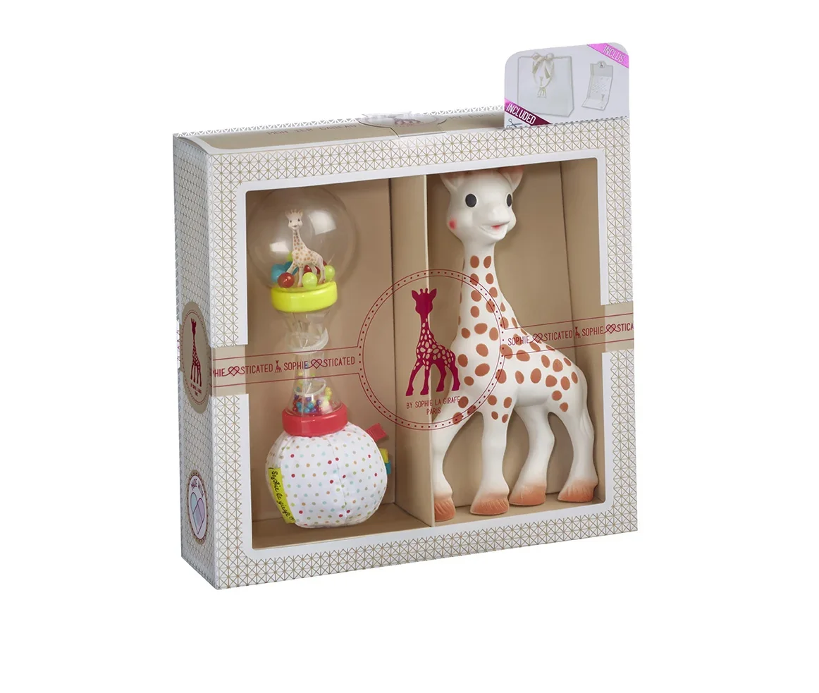 Sophie la girafe Beißring, Ringrassel - Sophiesticated Willkommensgruß - Set Nr. 4 / 1 mit 1 Soft Maracas-Rassel