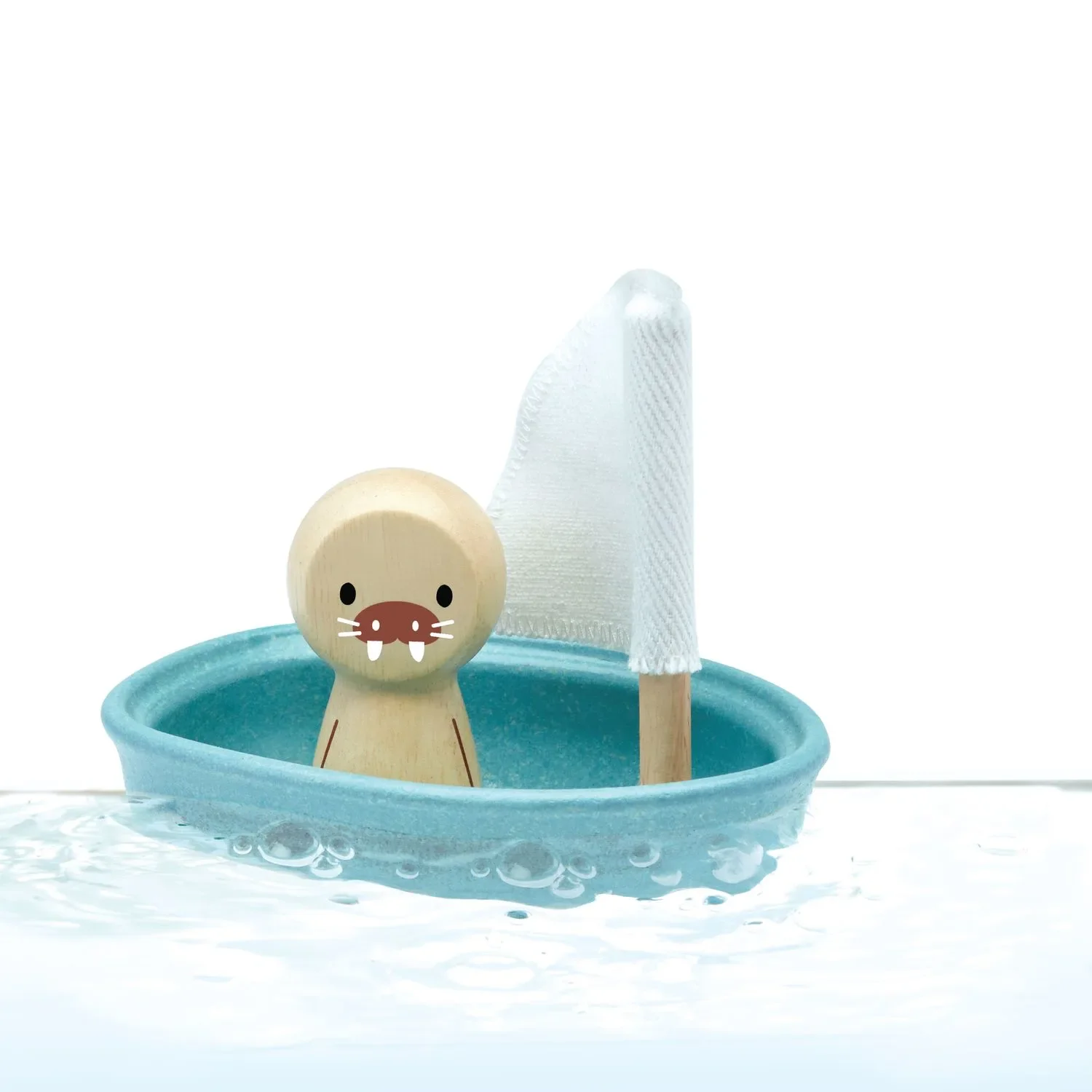"Plan Toys - Badewannen Spielzeug - Segelboot Modern Rustic, Gummibaumholz image"
