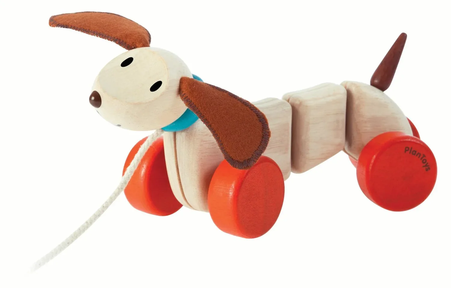 "Plan Toys - Nachziehtier - Happy Puppy, Gummibaumholz image"