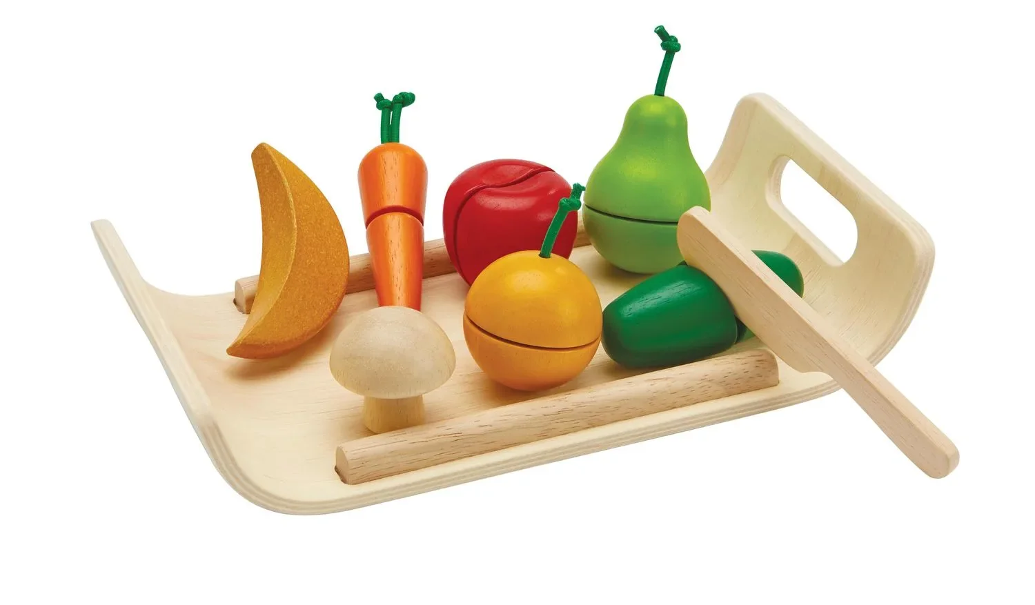 "Plan Toys - Schneidebrett Obst & Gemüse, Gummibaumholz image"