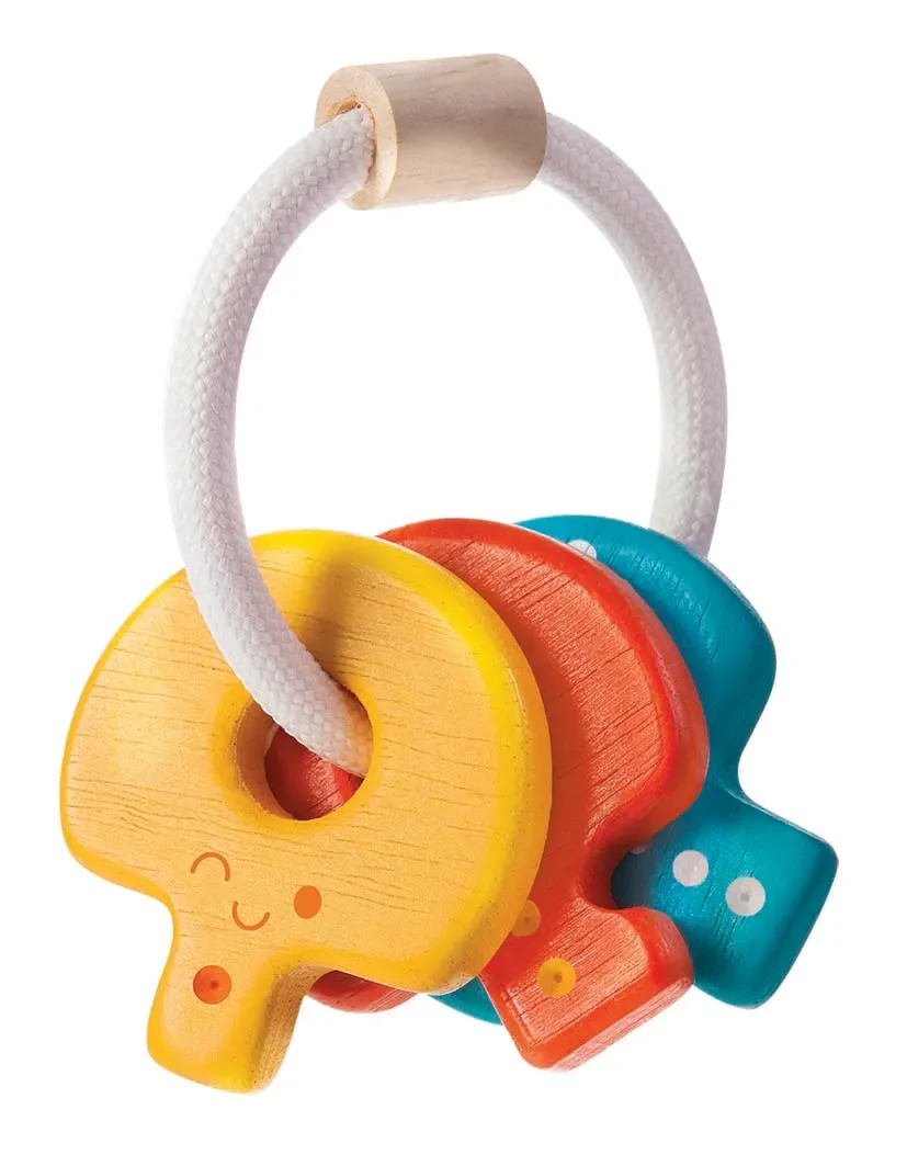 "Plan Toys - Rassel - Babyschlüssel bunt, Gummibaumholz image"
