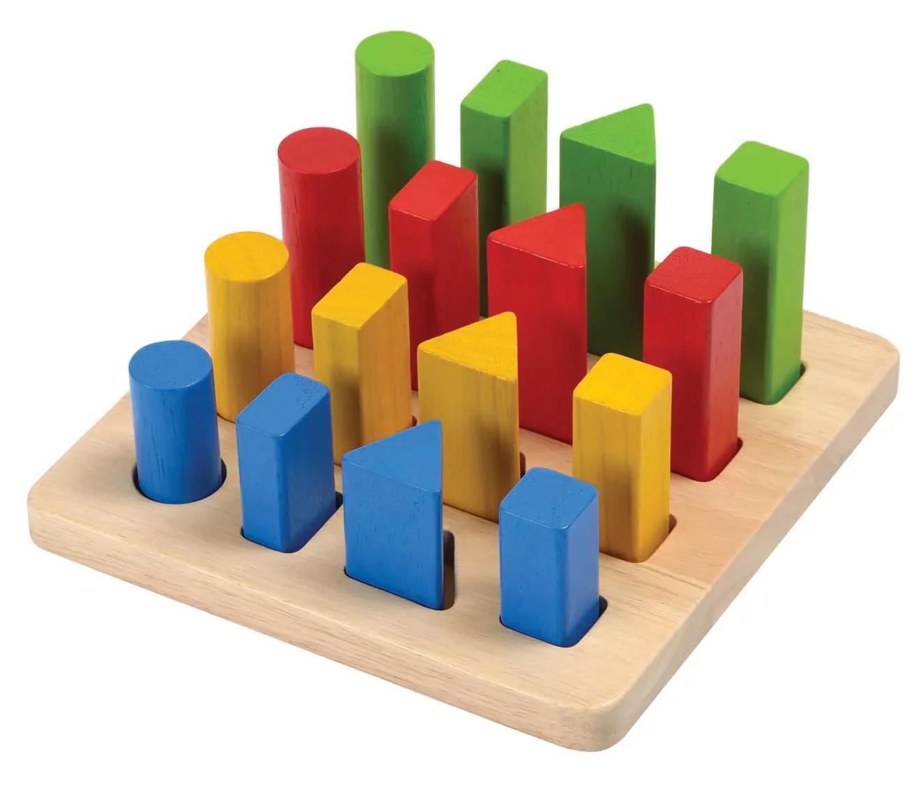 "Plan Toys - Sortierspielzeug - Lernspiel Geometrie Stifte, Gummibaumholz image"