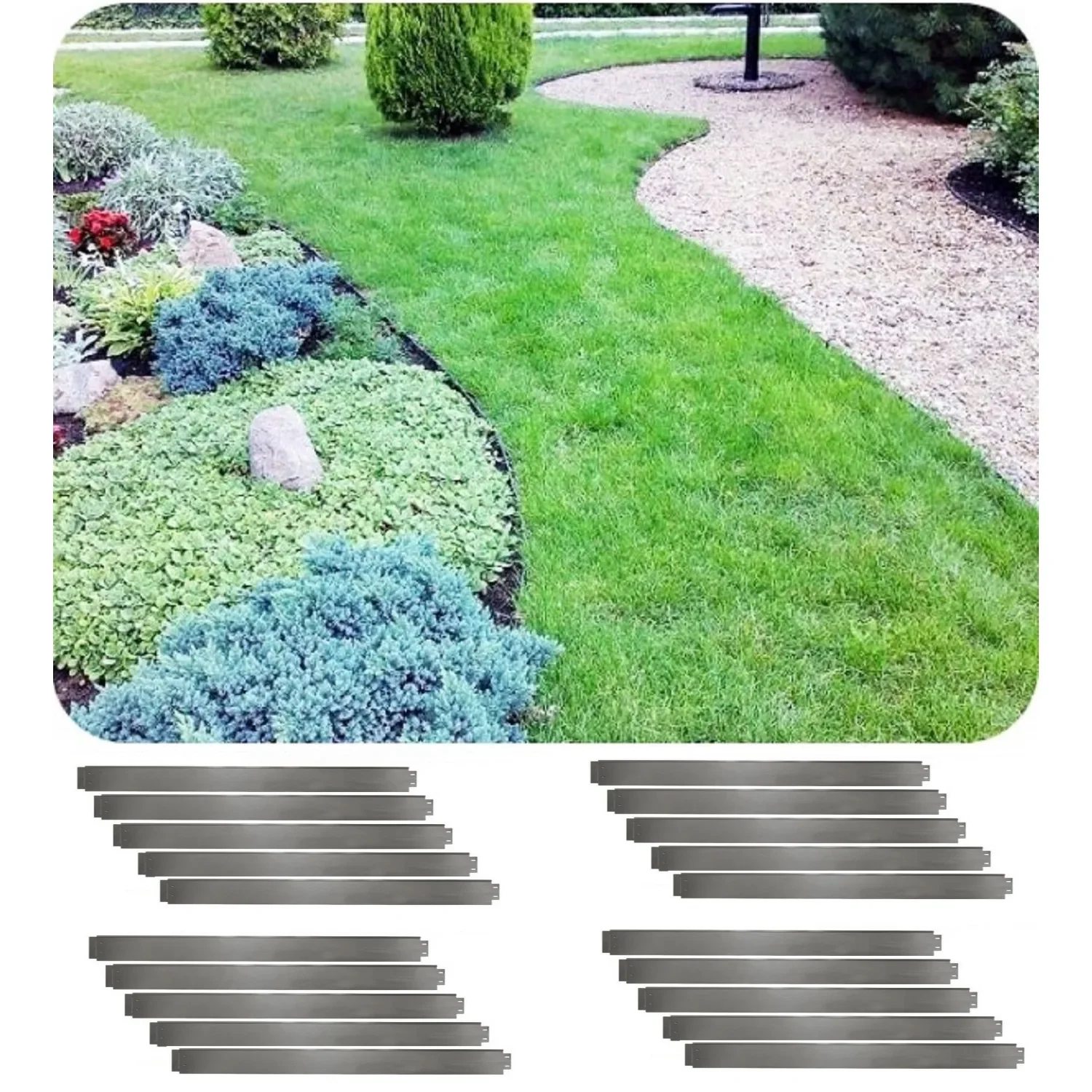 "20er Set Rasenkanten Metall  Alu/Zink 18cm hoch, 20m lang | Rasenkanten | Beeteinfassung | Beetumrandung | Beetbegrenzungen image"