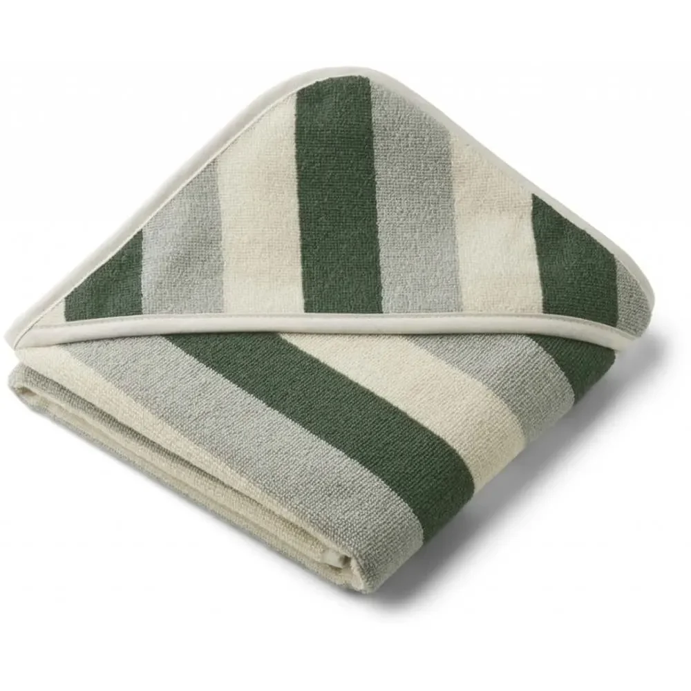 "Liewood "Alba" Kapuzen Handtuch grün gestreift image"